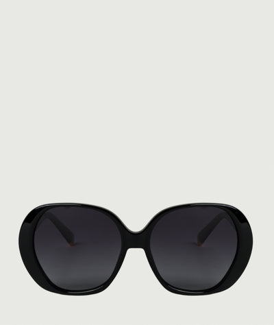 women's oversized black round sunglasses
